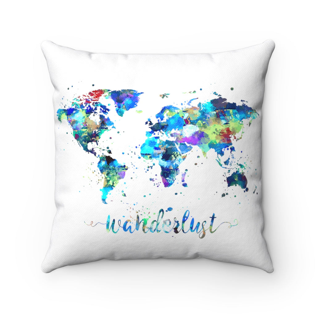 Wanderlust World Map Art Square Pillow - Zuzi's