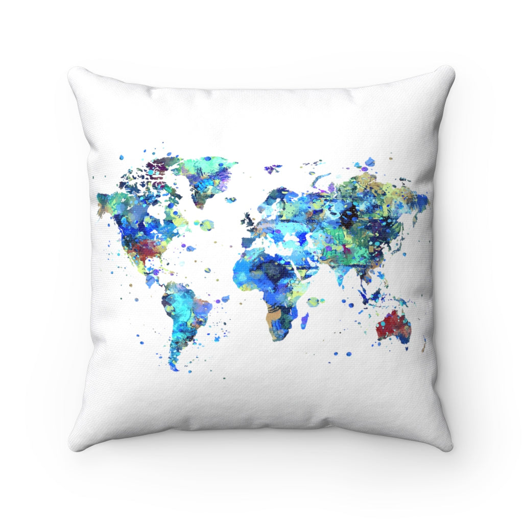 World Map Art Square Pillow - Zuzi's