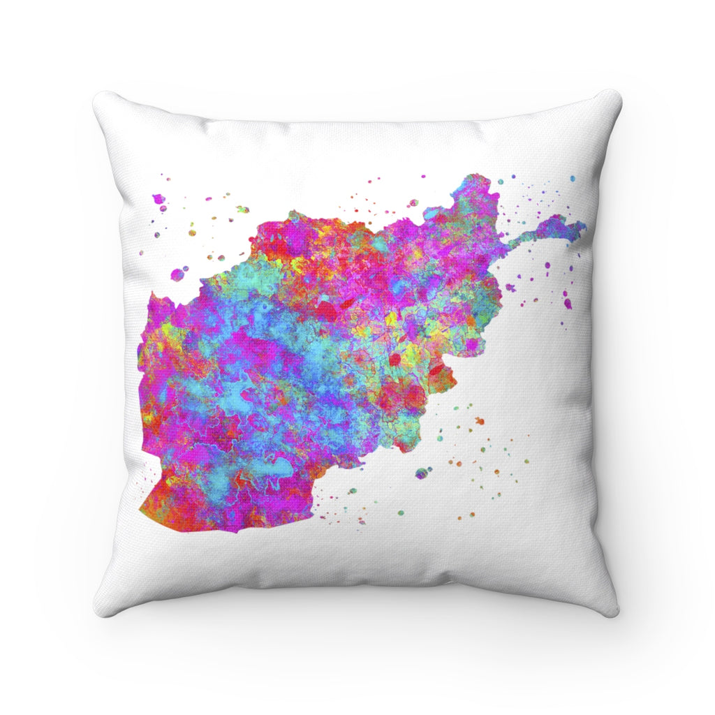 Afghanistan Map Art Square Pillow - Zuzi's