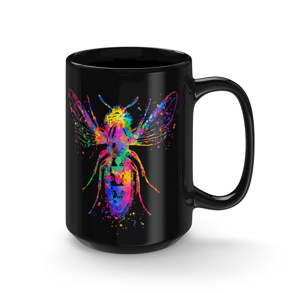 Watercolor Bee Black Mug 15oz - Zuzi's