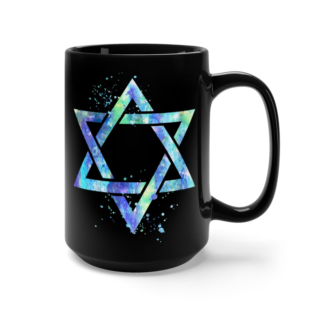 Star Of David  Black Mug 15oz - Zuzi's