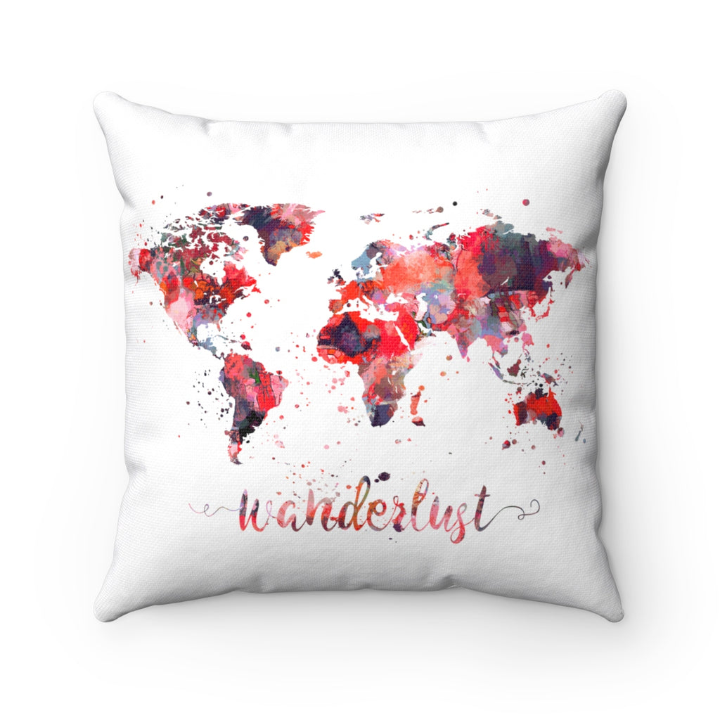 Wanderlust World Map Art Square Pillow - Zuzi's