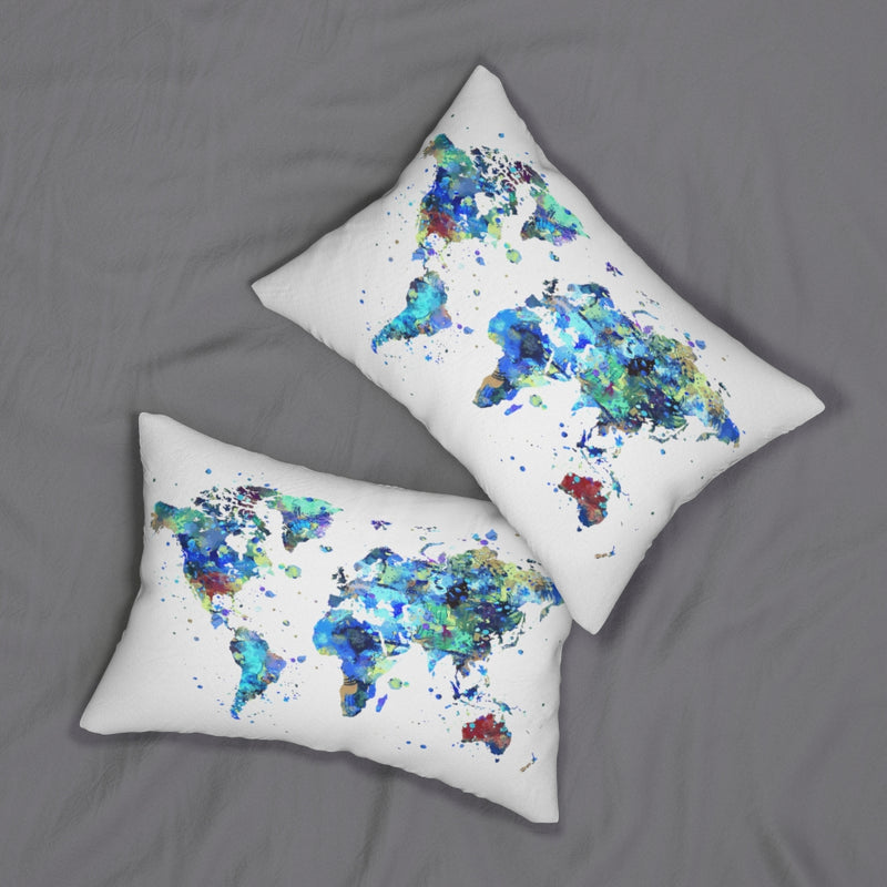 World Map Lumbar Pillow