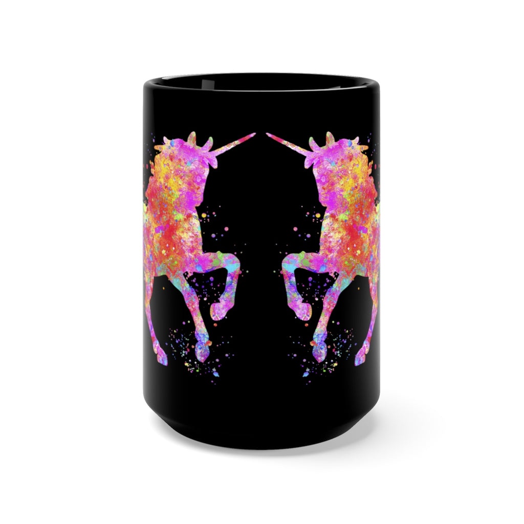 Watercolor Unicorn Black Mug 15oz - Zuzi's