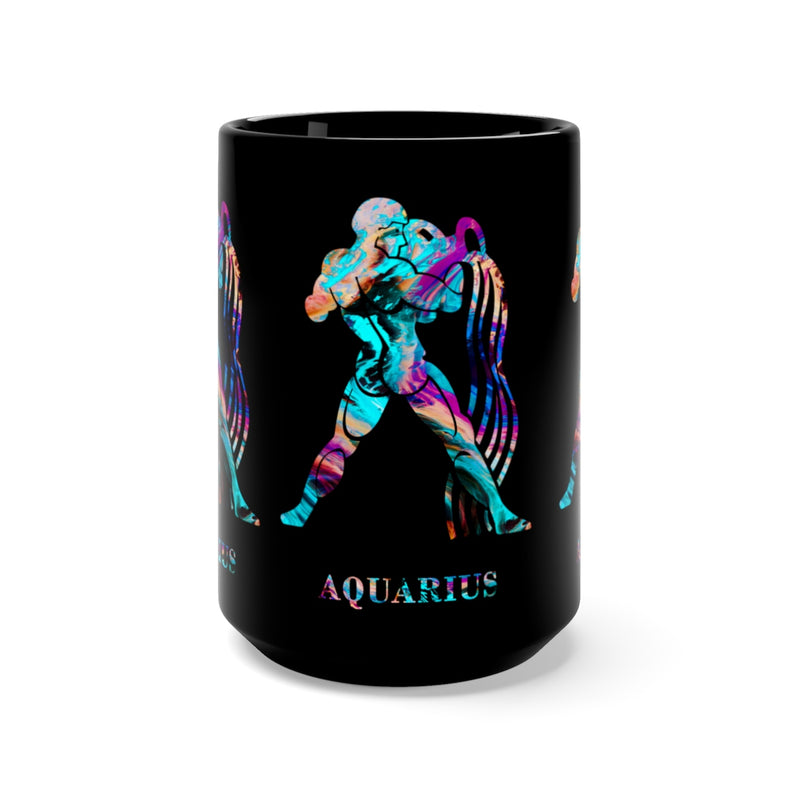 Aquarius Zodiac Sign Black Mug 15oz - Zuzi's
