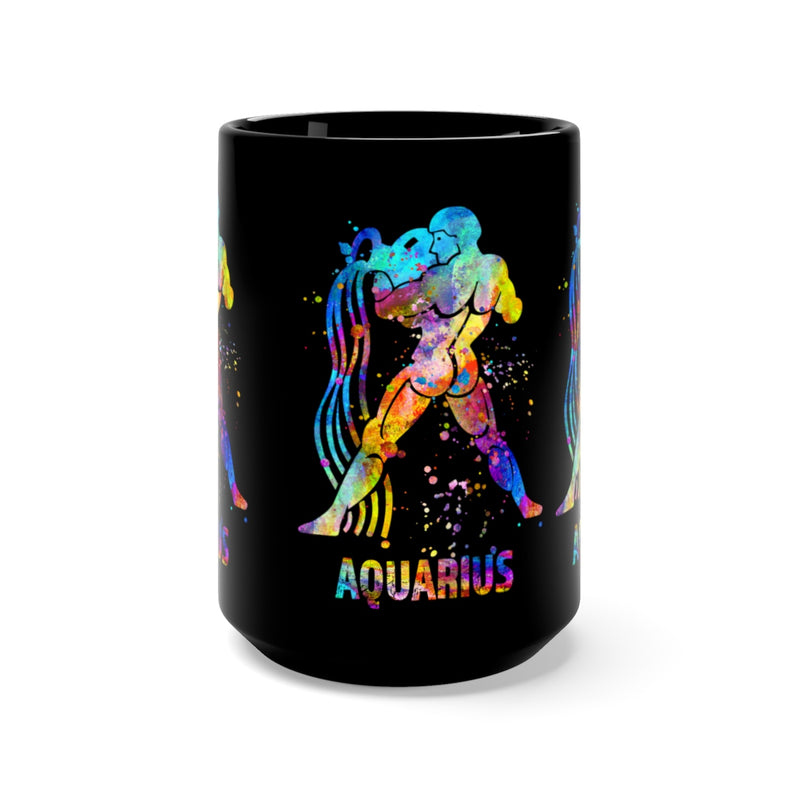 Aquarius Zodiac Sign Black Mug 15oz - Zuzi's