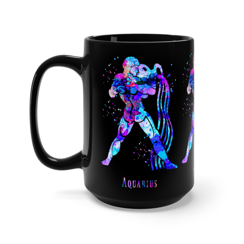 Aquarius Zodiac Sign Black Mug 15oz - Zuzi's