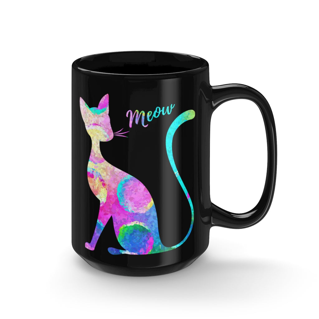 Abstract Cat Black Mug 15oz - Zuzi's