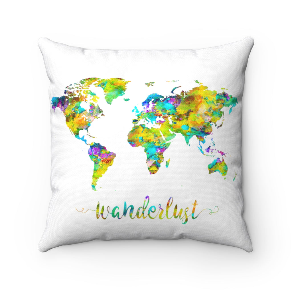 Wanderlust World Map Art Square Pillow - Zuzi's