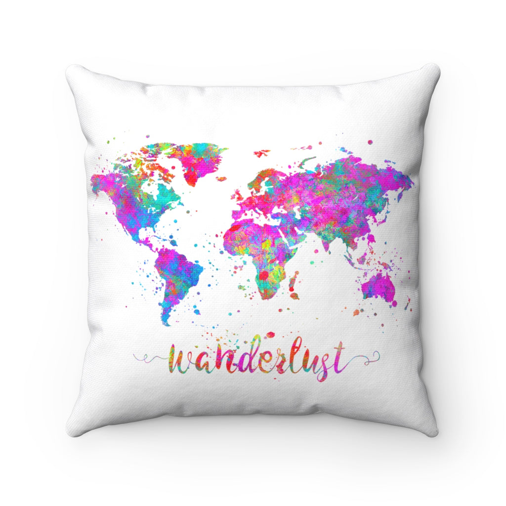 Wanderlust World Map Art Square Pillow - Zuzi's