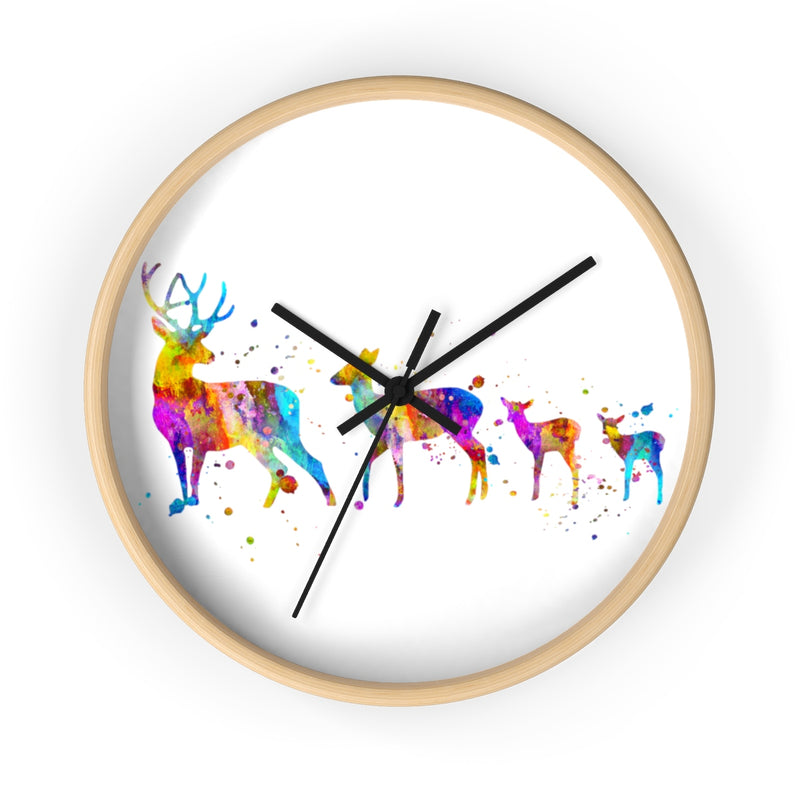 Watercolor Deer Family Wall Clock - Zuzi's