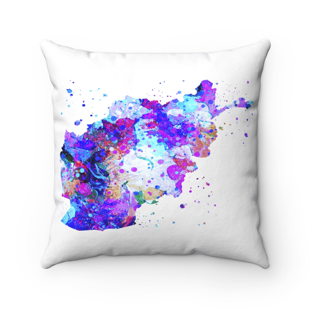 Afghanistan Map Art Square Pillow - Zuzi's