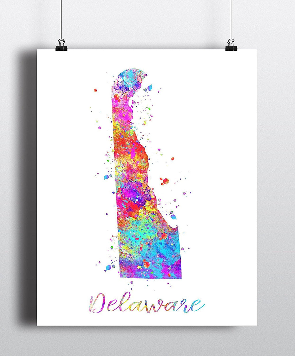 Delaware Map Watercolor Art Print - Unframed - Zuzi's