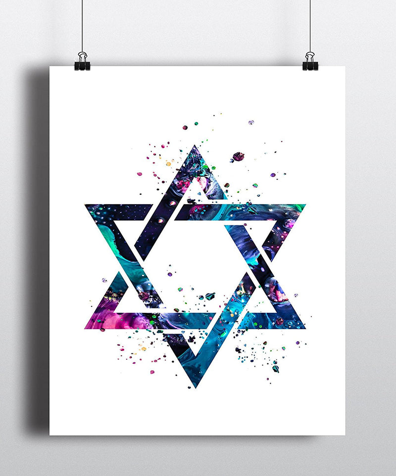 Star Of David Watercolor Art Print - Unframed - Zuzi's