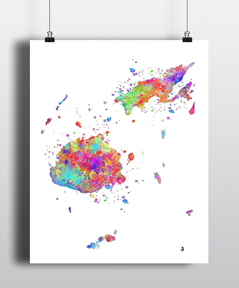 Fiji Map Art Print - Unframed - Zuzi's