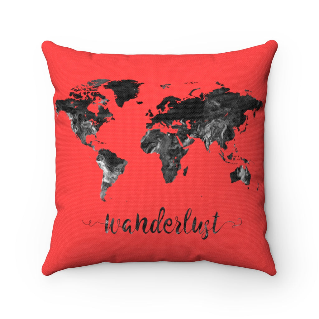 Wanderlust World Map Art Square Pillow - Zuzi's