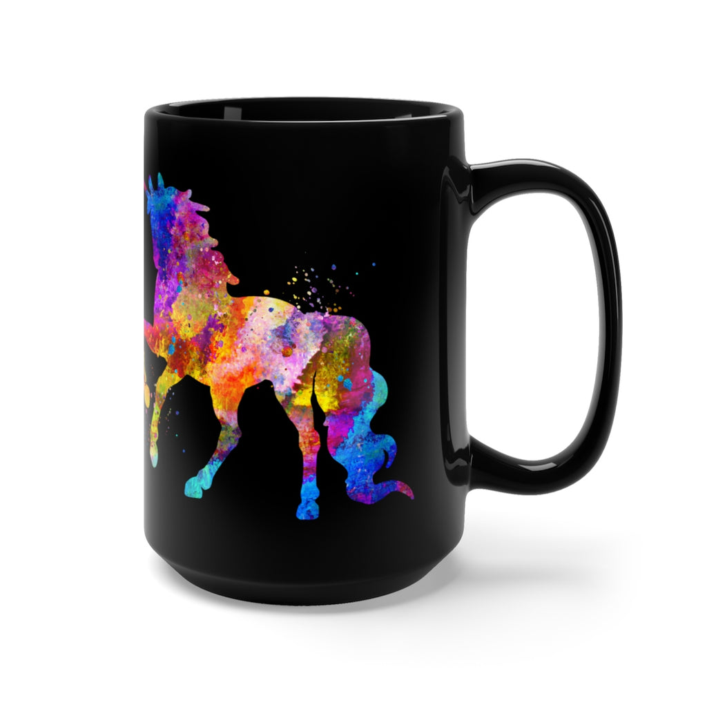 Watercolor Unicorn Black Mug 15oz - Zuzi's