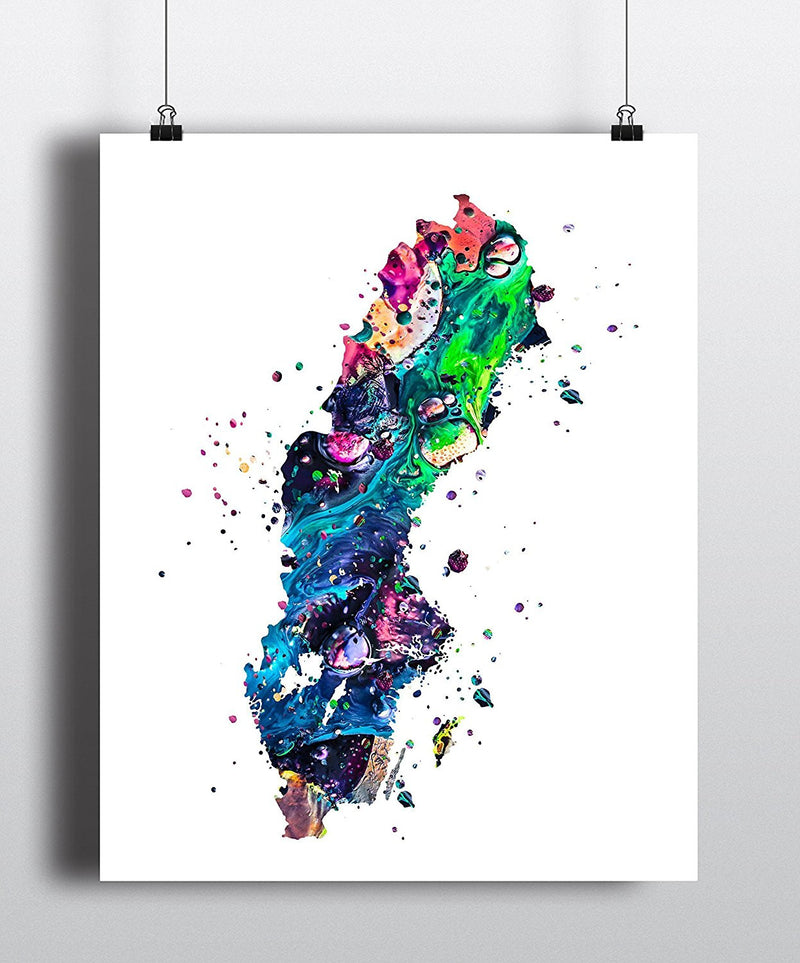 Sweden Map Art Print - Unframed - Zuzi's