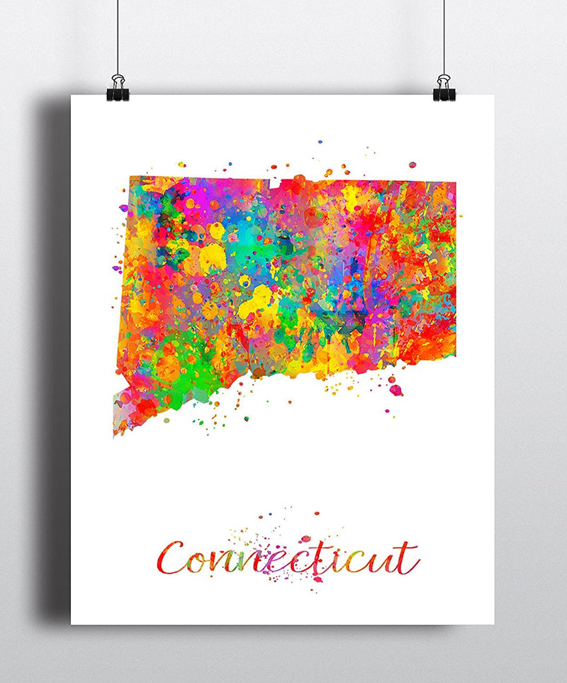 Connecticut Map Watercolor Art Print - Unframed - Zuzi's