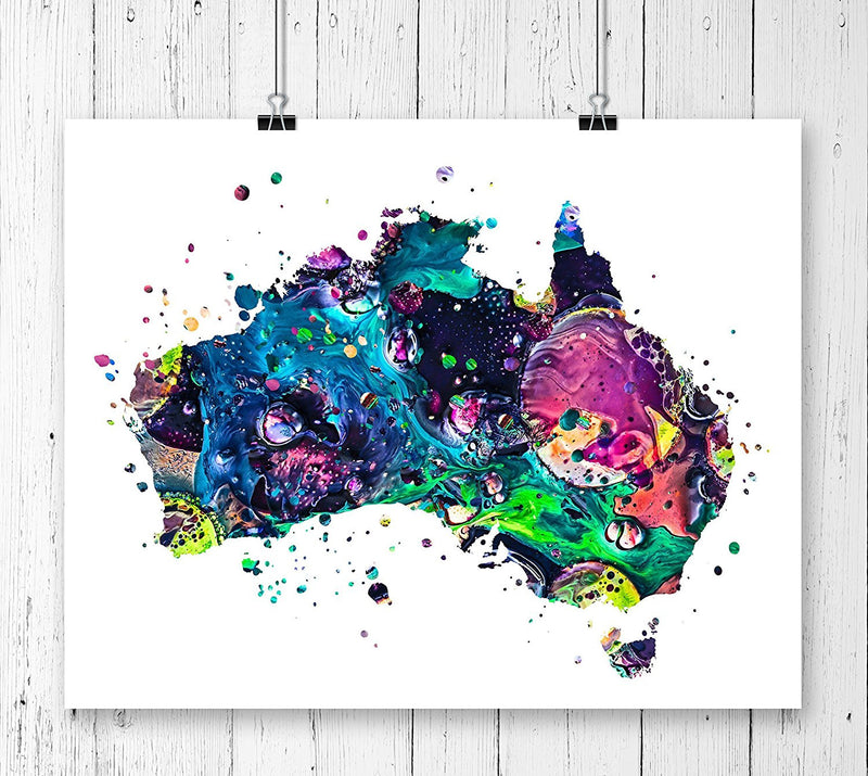 Australia Map Watercolor Art Print - Unframed - Zuzi's