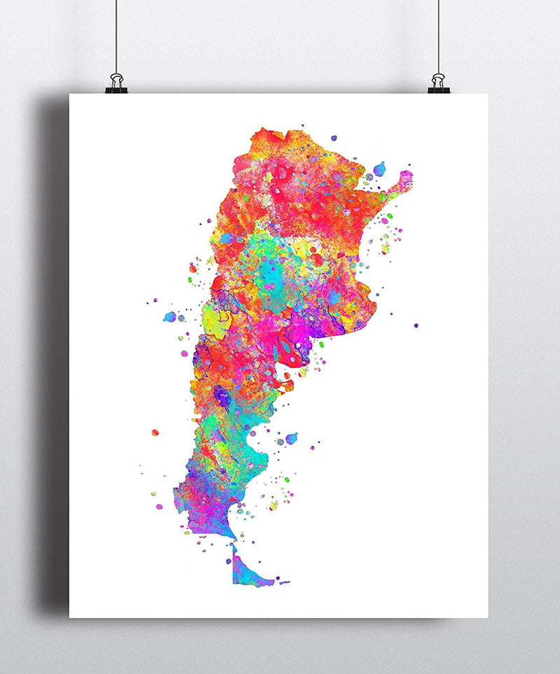 Argentina Map Watercolor Art Print - Unframed - Zuzi's