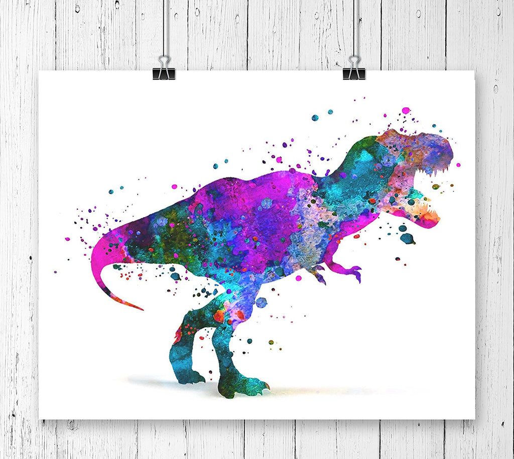 T-Rex Dinosaur Watercolor Art Print - Unframed - Zuzi's