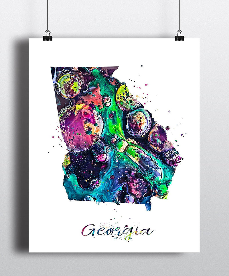 Georgia Map Watercolor Art Print - Unframed - Zuzi's