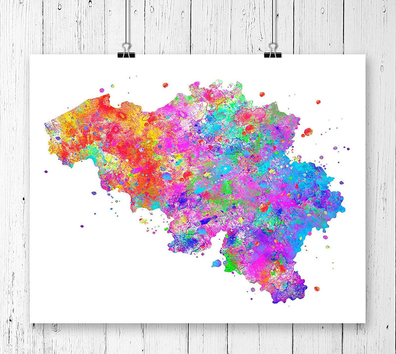Belgium Map Watercolor Art Print - Unframed - Zuzi's