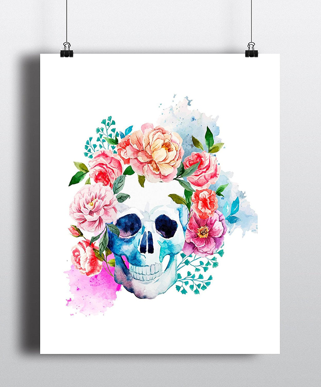 Floral Skull Watercolor Art Print - Unframed - Zuzi's