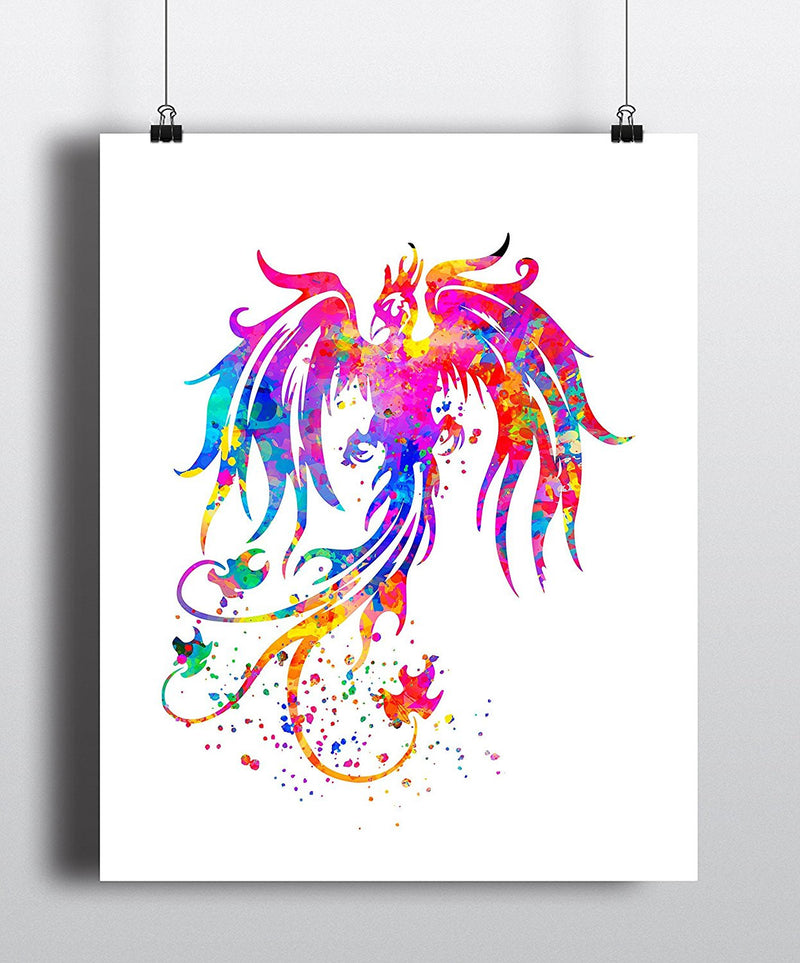 Phoenix Bird Watercolor Art Print - Unframed - Zuzi's