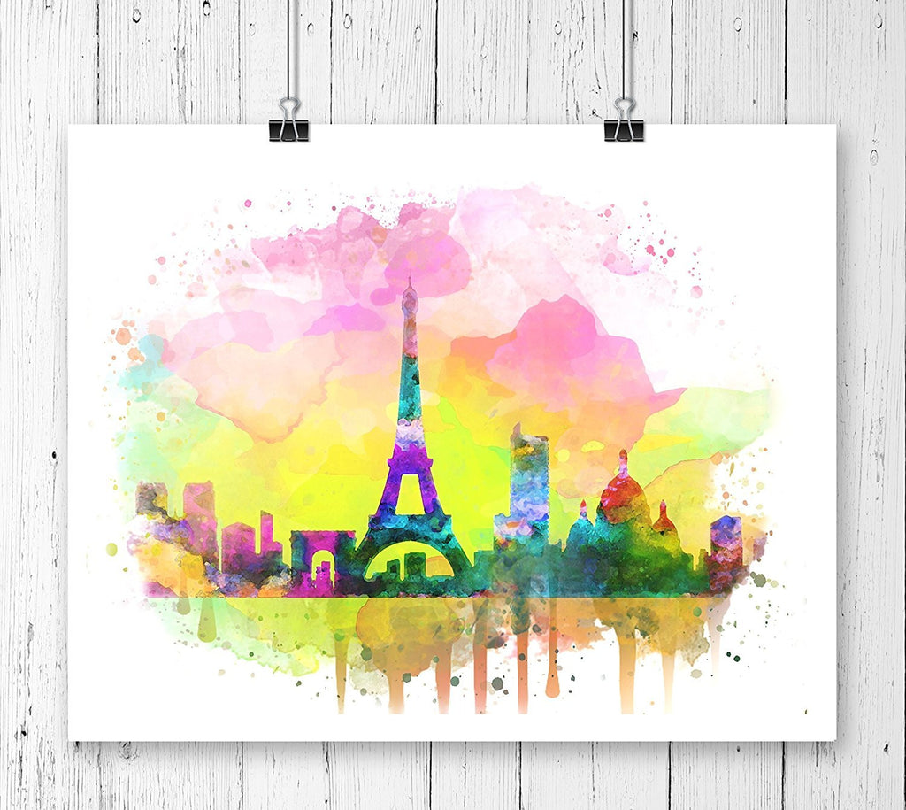 Paris Skyline Watercolor Art Print - Unframed - Zuzi's