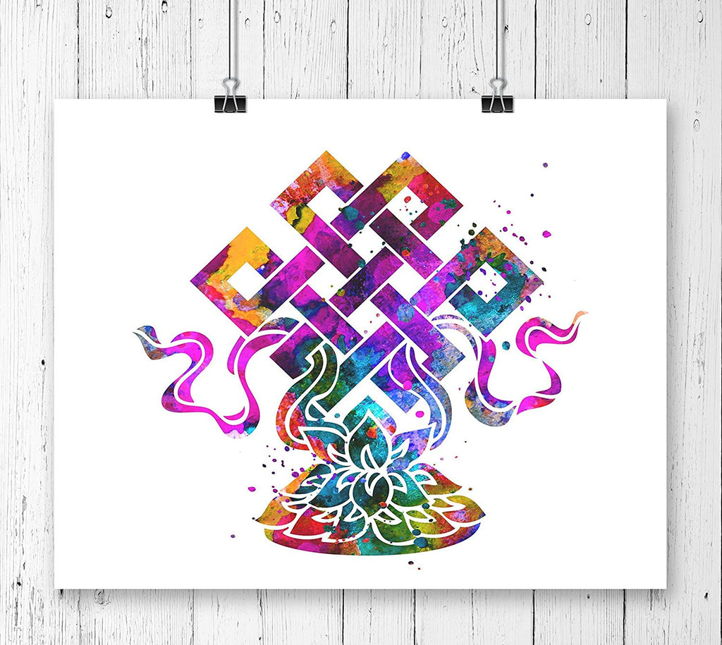 Eternal Knot Lotus Lucky Charm Art Print - Unframed - Zuzi's