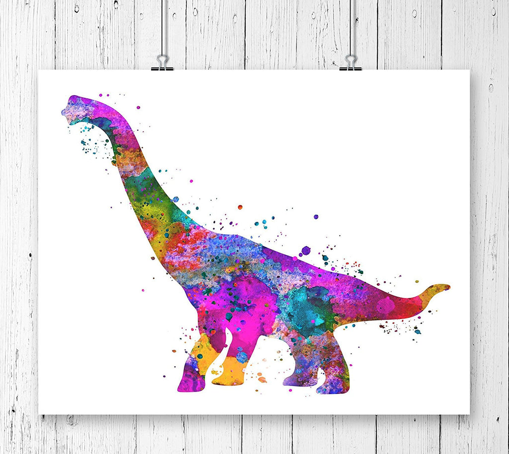 Brachiosaurus Dinosaur Watercolor  Art Print - Unframed - Zuzi's