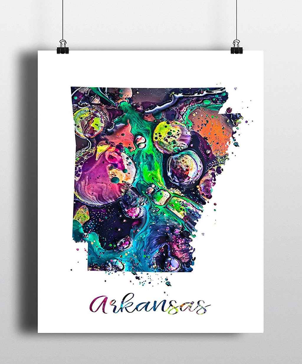 Arkansas Map Watercolor Art Print - Unframed - Zuzi's