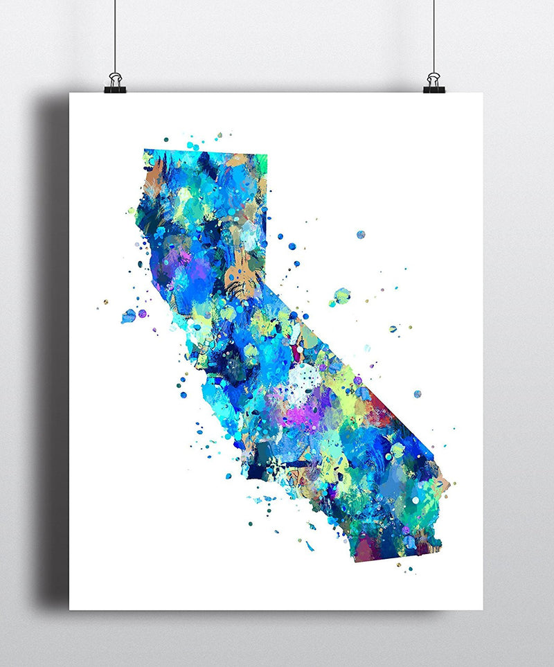 California Map Watercolor Art Print - Unframed - Zuzi's