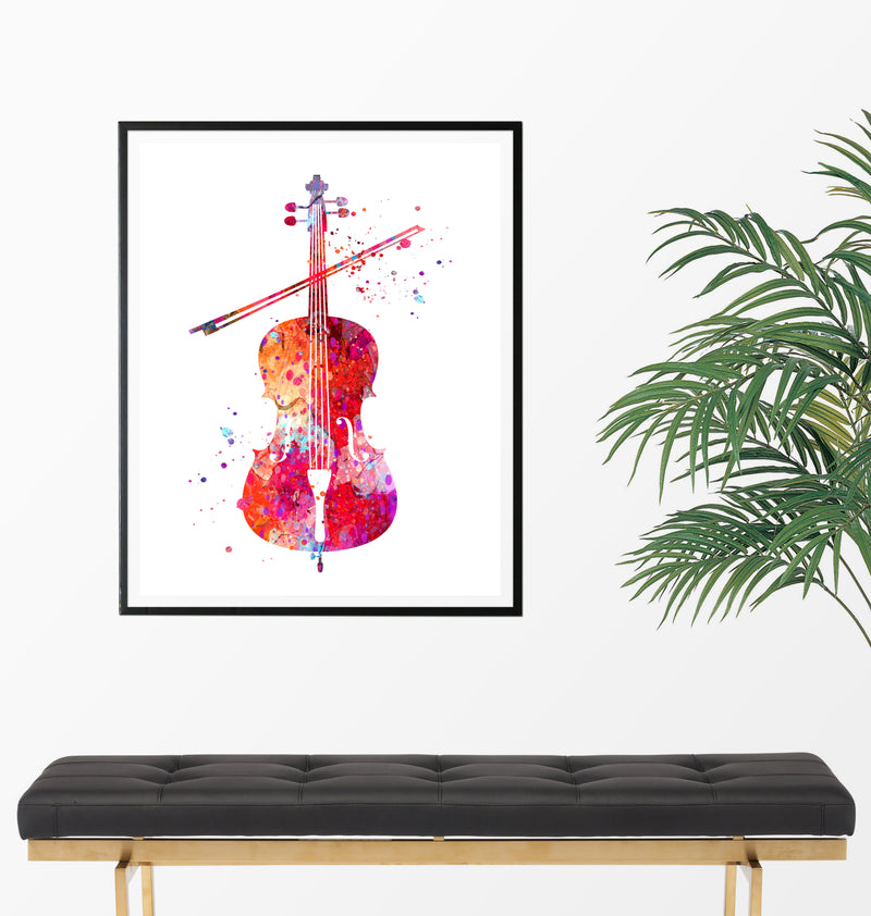 Cello Watercolor Art Print - Unframed - Zuzi's