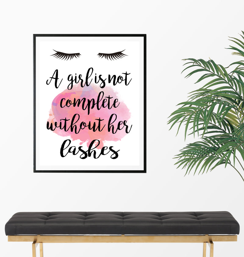 A Girl Is Not Complete Without Her Lashes Art Print - Unframed - Zuzi's