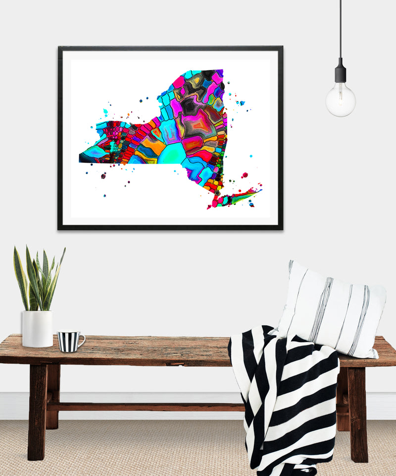 New York Map Art Print - Unframed - Zuzi's