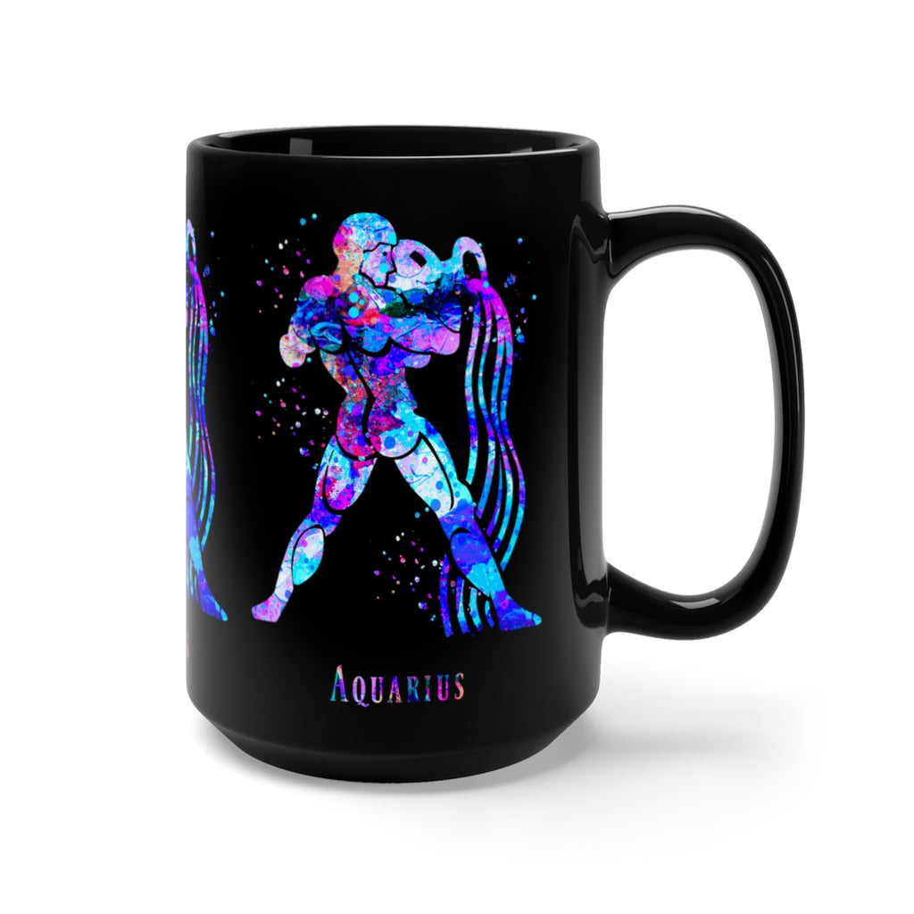 Aquarius Zodiac Sign Black Mug 15oz - Zuzi's