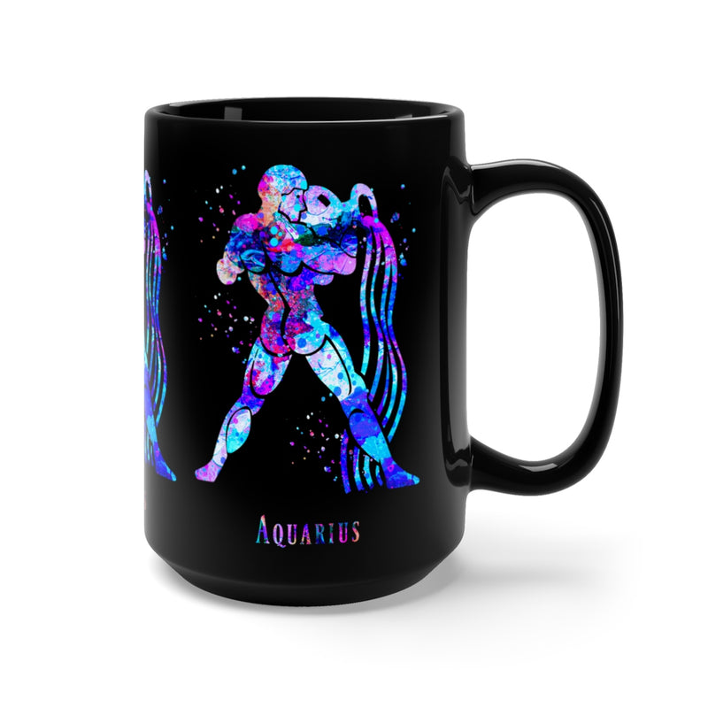 Aquarius Zodiac Sign Black Mug 15oz - Zuzi's