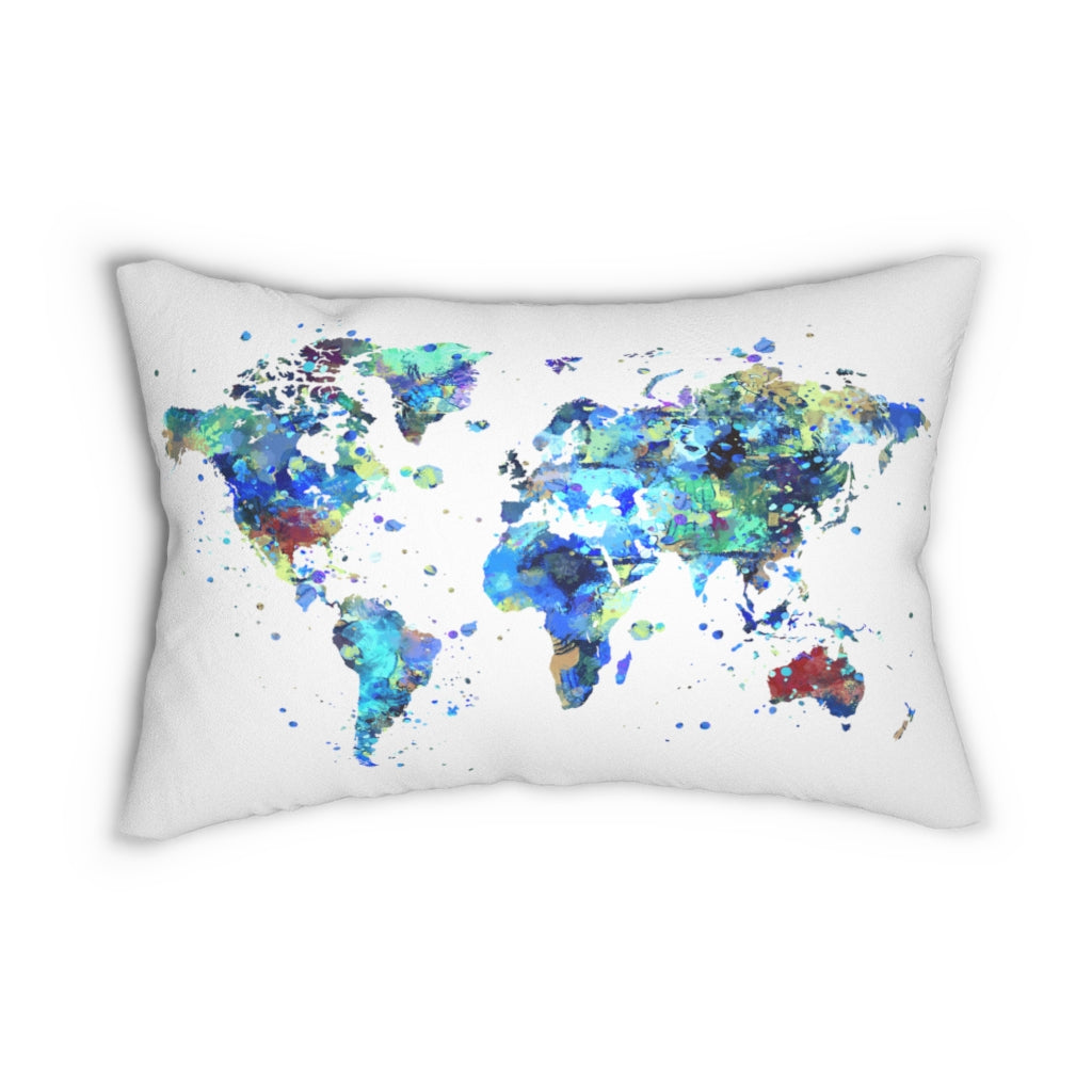 World Map Lumbar Pillow