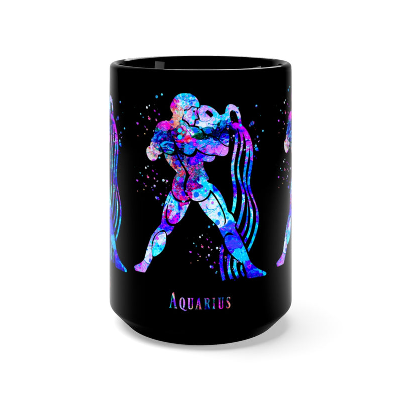 Aquarius Zodiac Sign Black Mug 15oz - Zuzi's