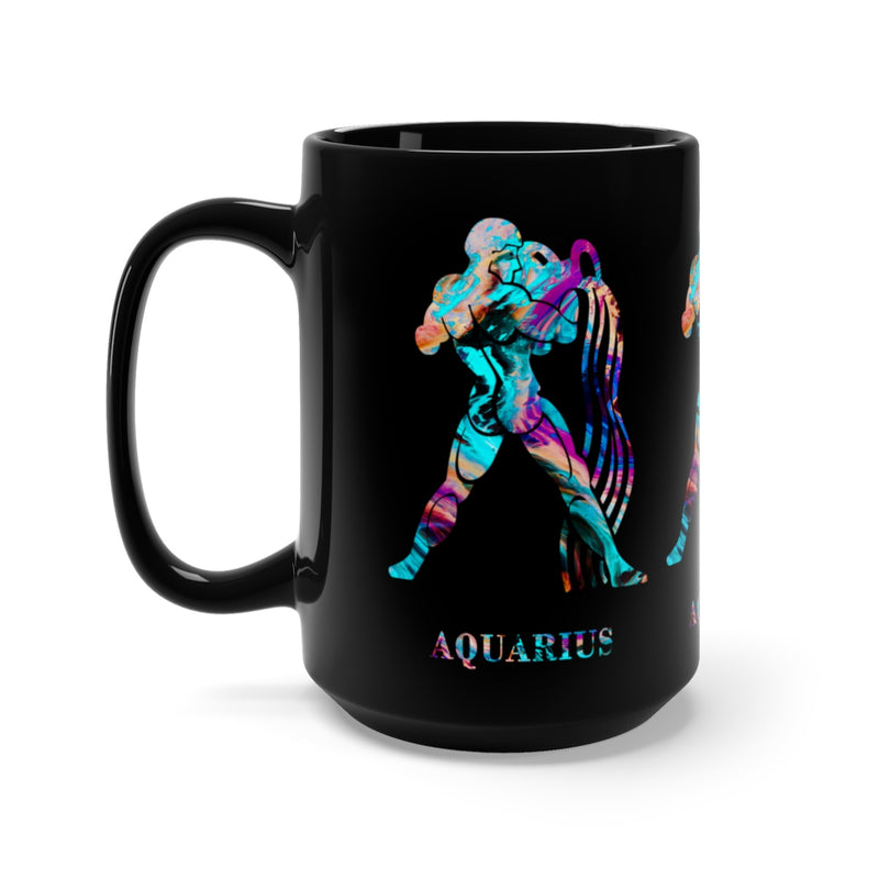 Aquarius Zodiac Sign Black Mug 15oz - Zuzi's
