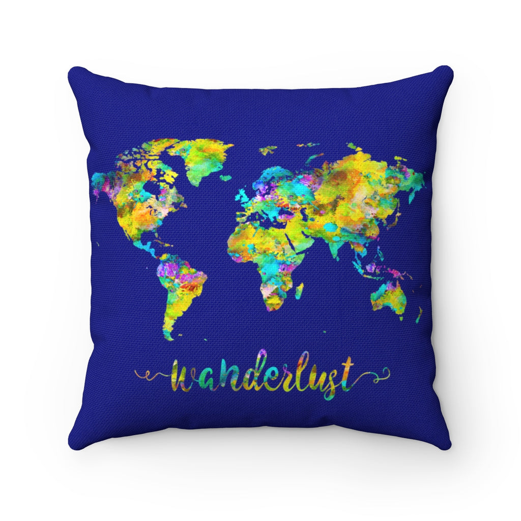 Wanderlust World Map Art Square Pillow - Zuzi's