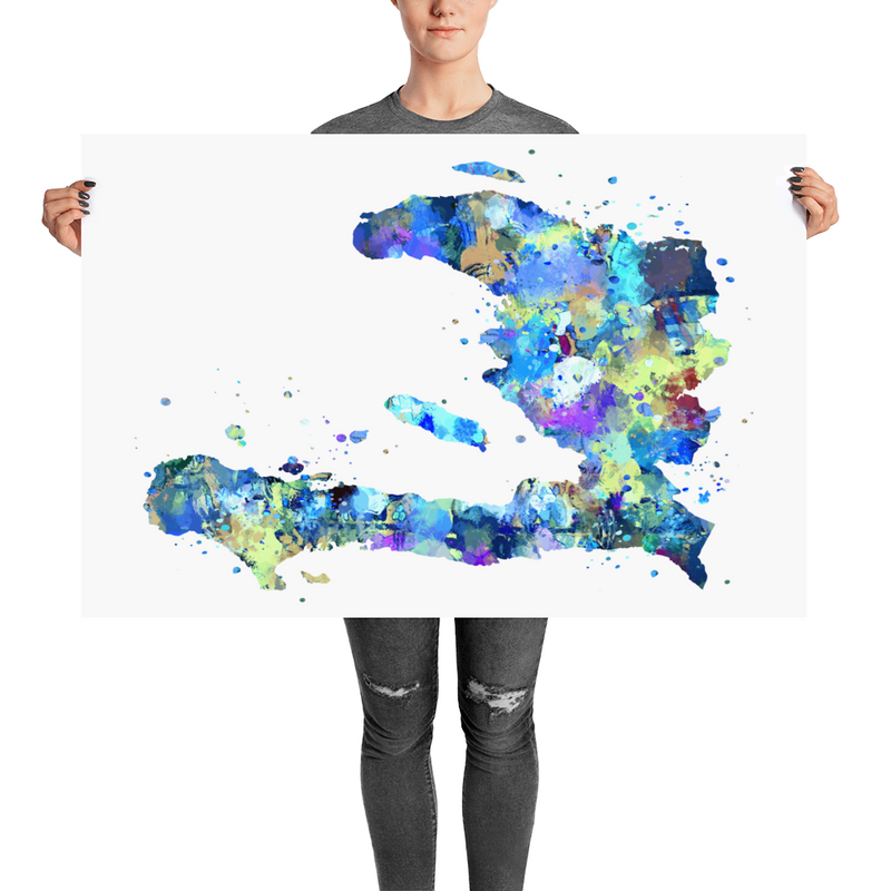 Haiti Map Art Print - Large Size - Unframed - Zuzi's
