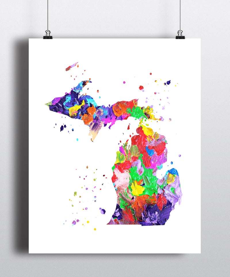 Michigan Map Art Print - Unframed - Zuzi's