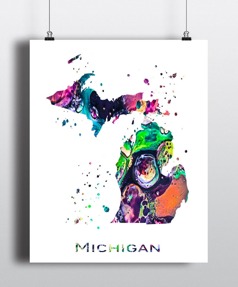 Michigan Map Art Print - Unframed - Zuzi's