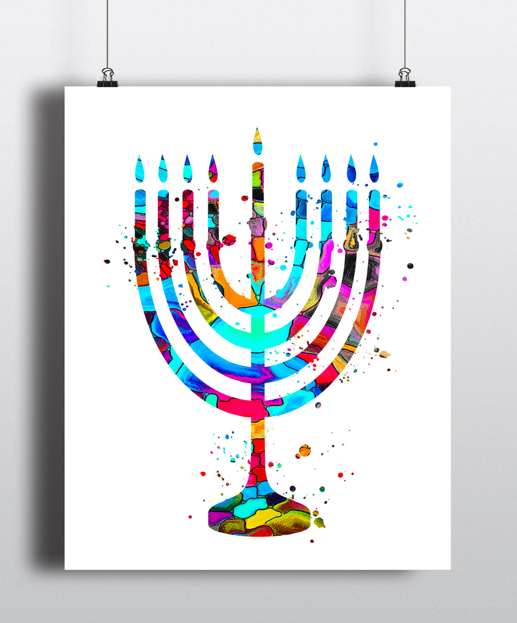 Menorah Watercolor Art Print - Unframed - Zuzi's
