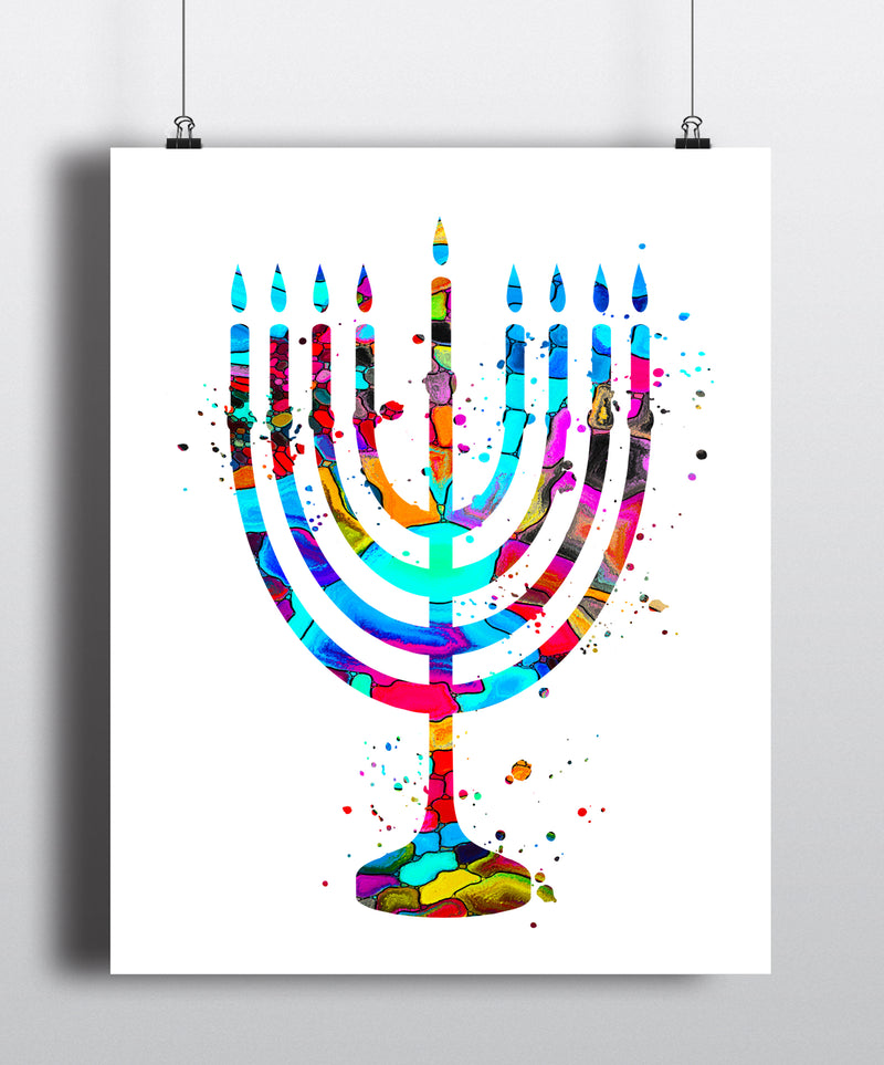 Menorah Watercolor Art Print - Unframed - Zuzi's