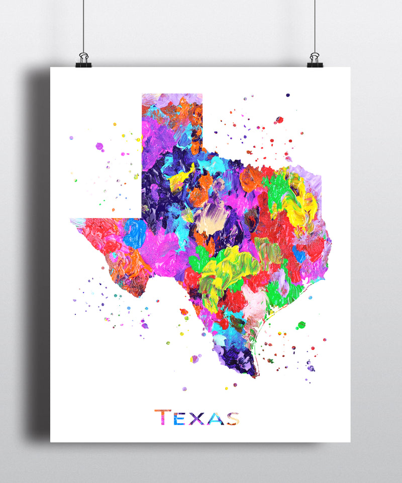 Texas Map Art Print - Unframed - Zuzi's